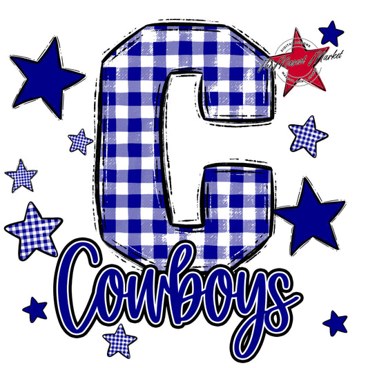 Cowboys Plaid Star Design-Blue