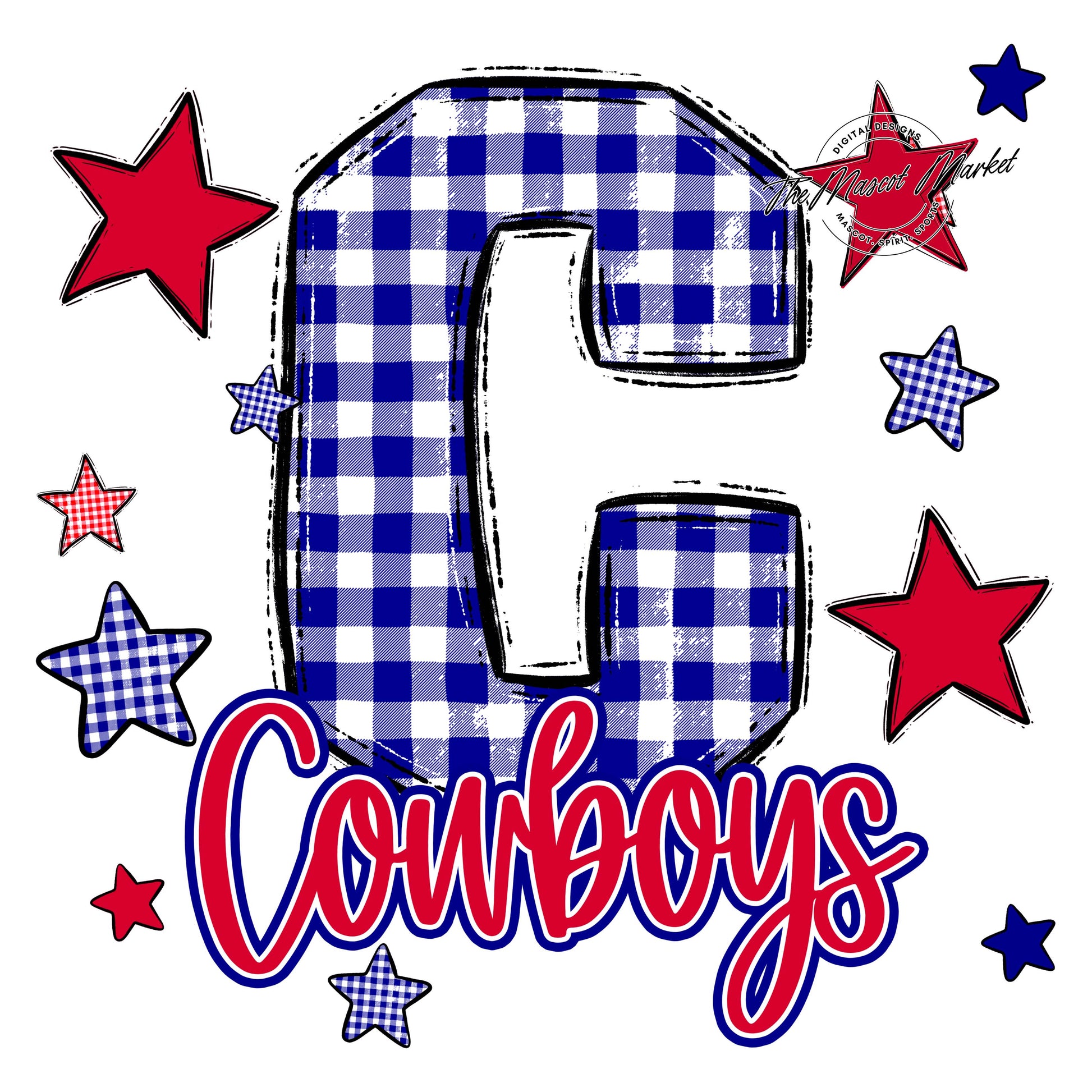 Cowboys Plaid Star Design-Blue & Red