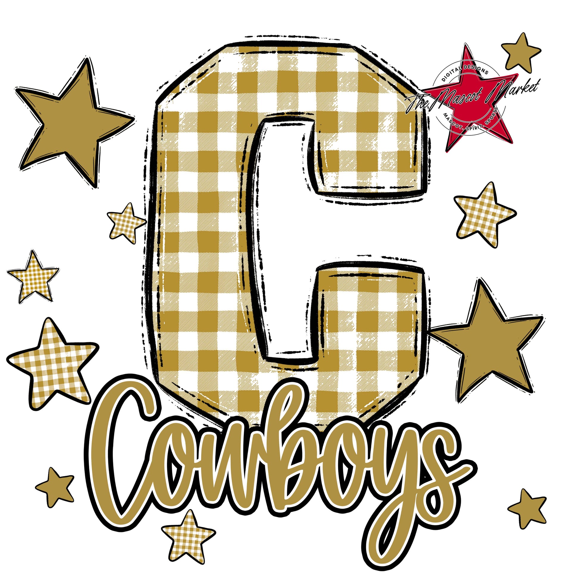 Cowboys Plaid Star Design-Gold