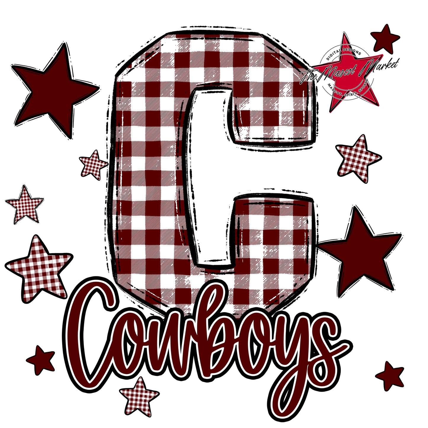 Cowboys Plaid Star Design-Maroon