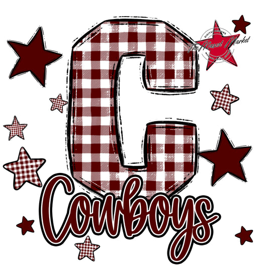 Cowboys Plaid Star Design-Maroon