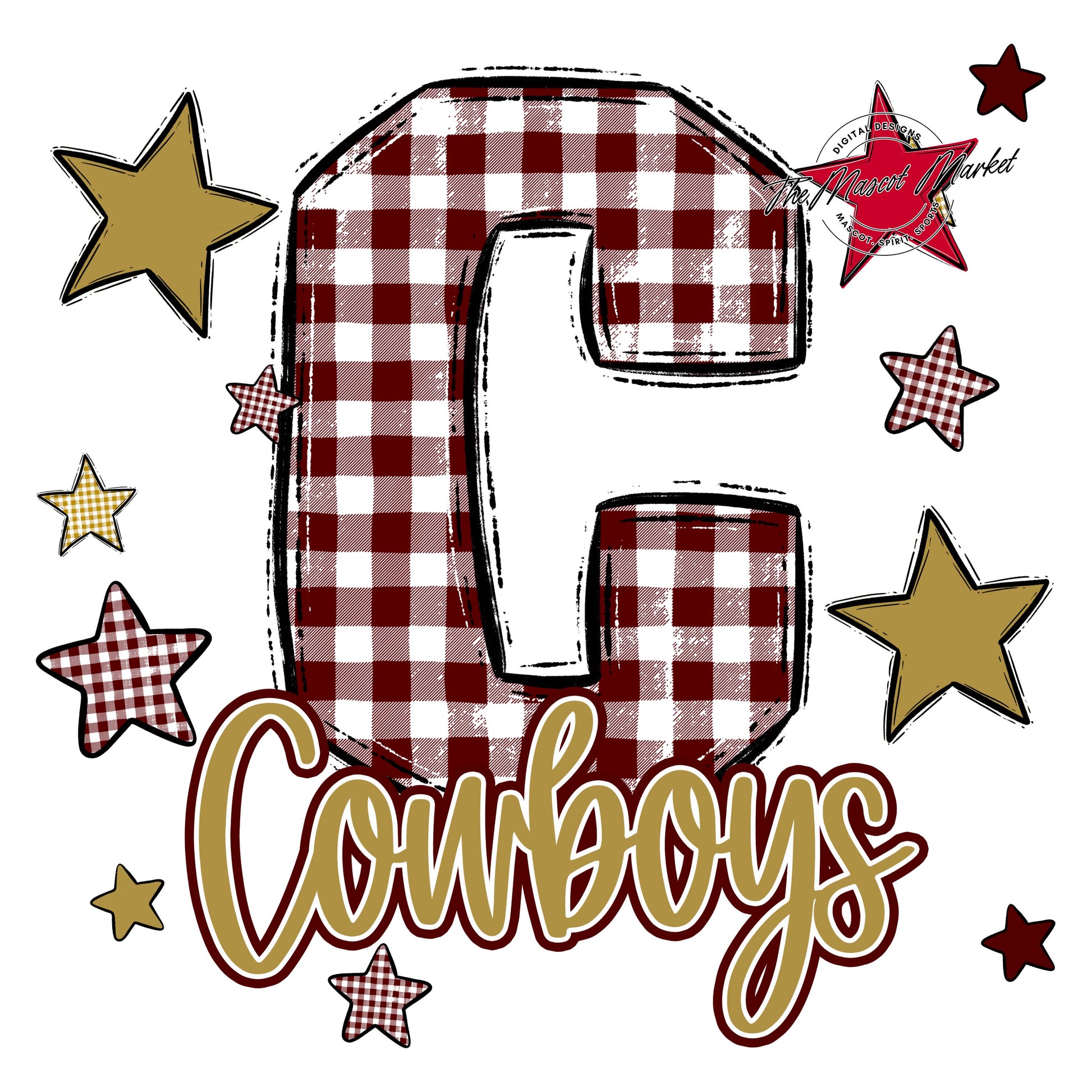 Cowboys Plaid Star Design-Maroon & Gold