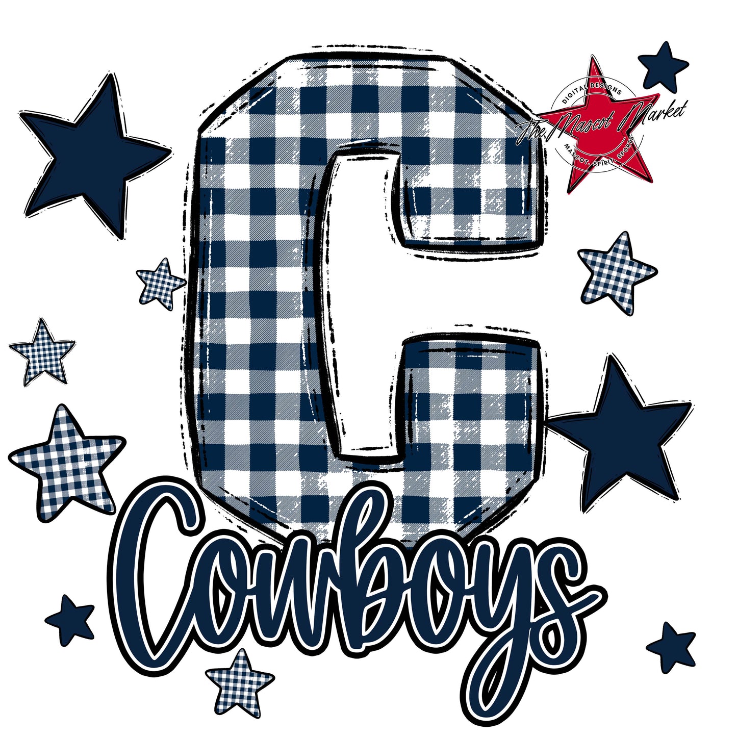 Cowboys Plaid Star Design-Navy