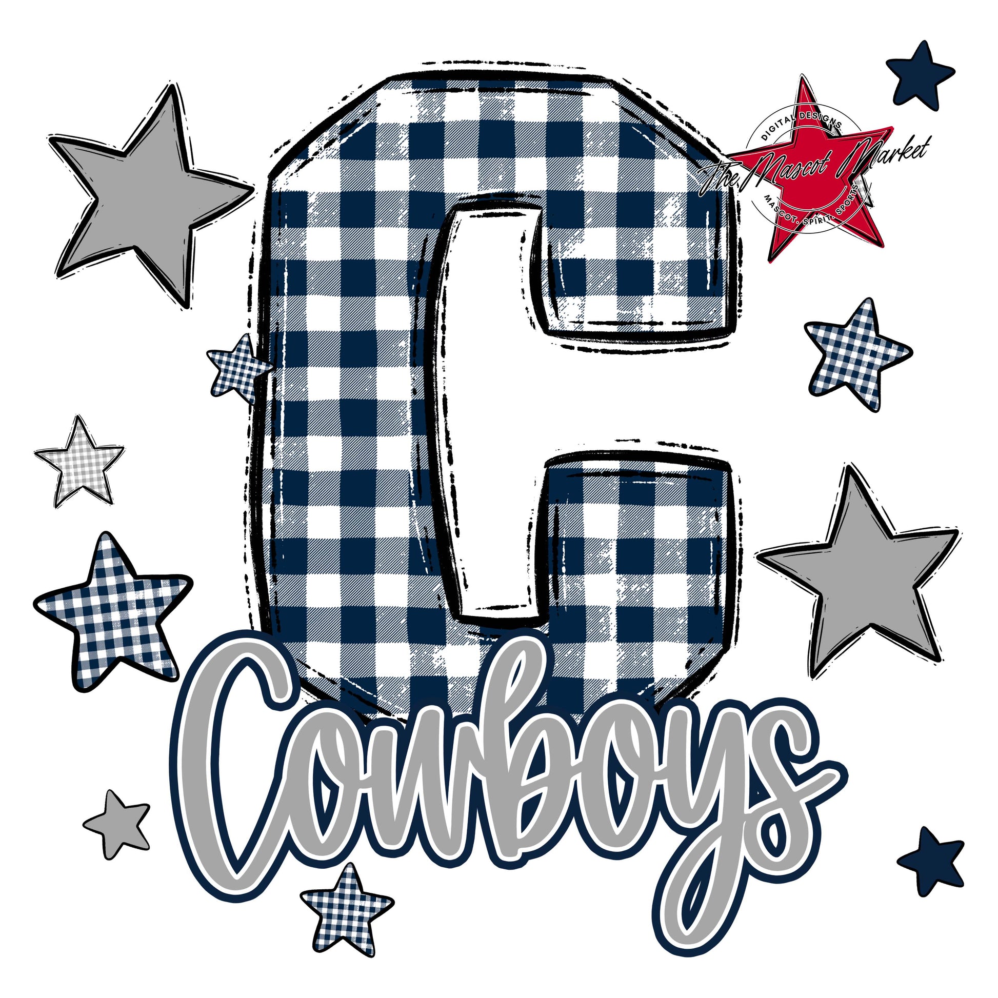 Cowboys Plaid Star Design-Navy & Grey