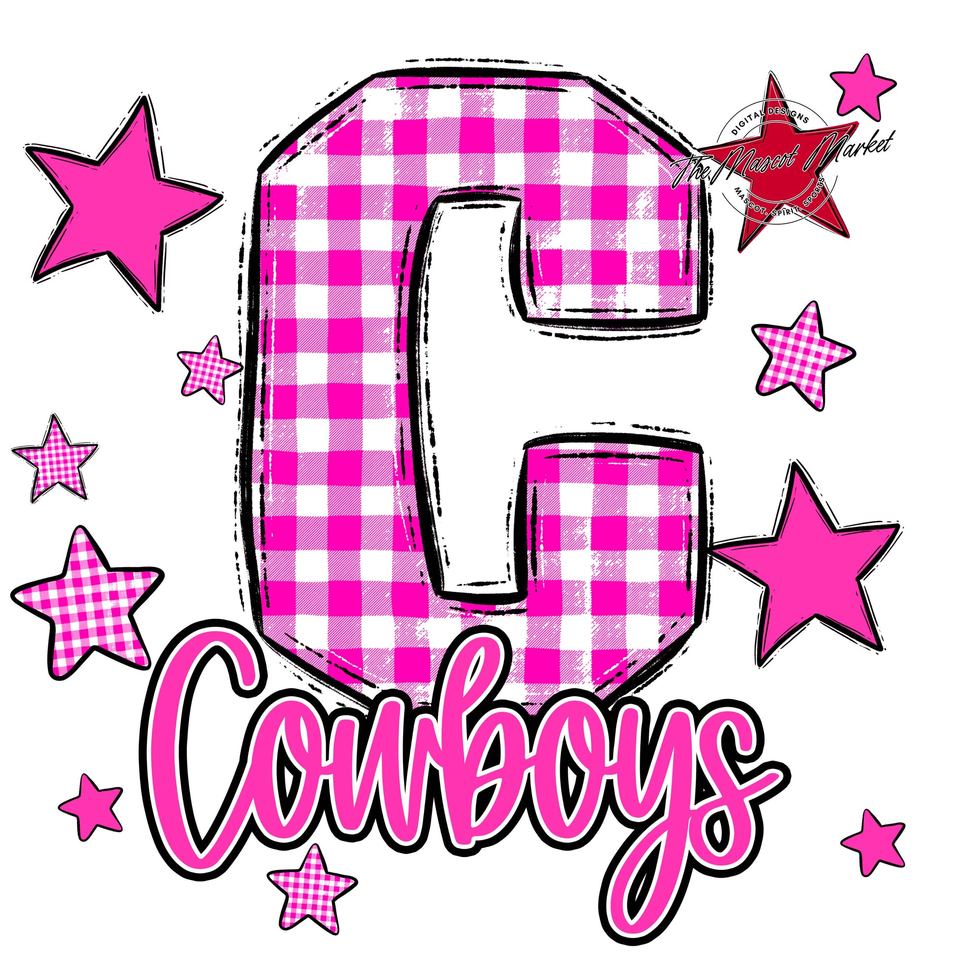 Cowboys Plaid Star Design-Pink