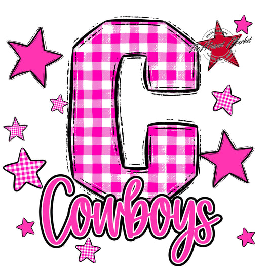 Cowboys Plaid Star Design-Pink