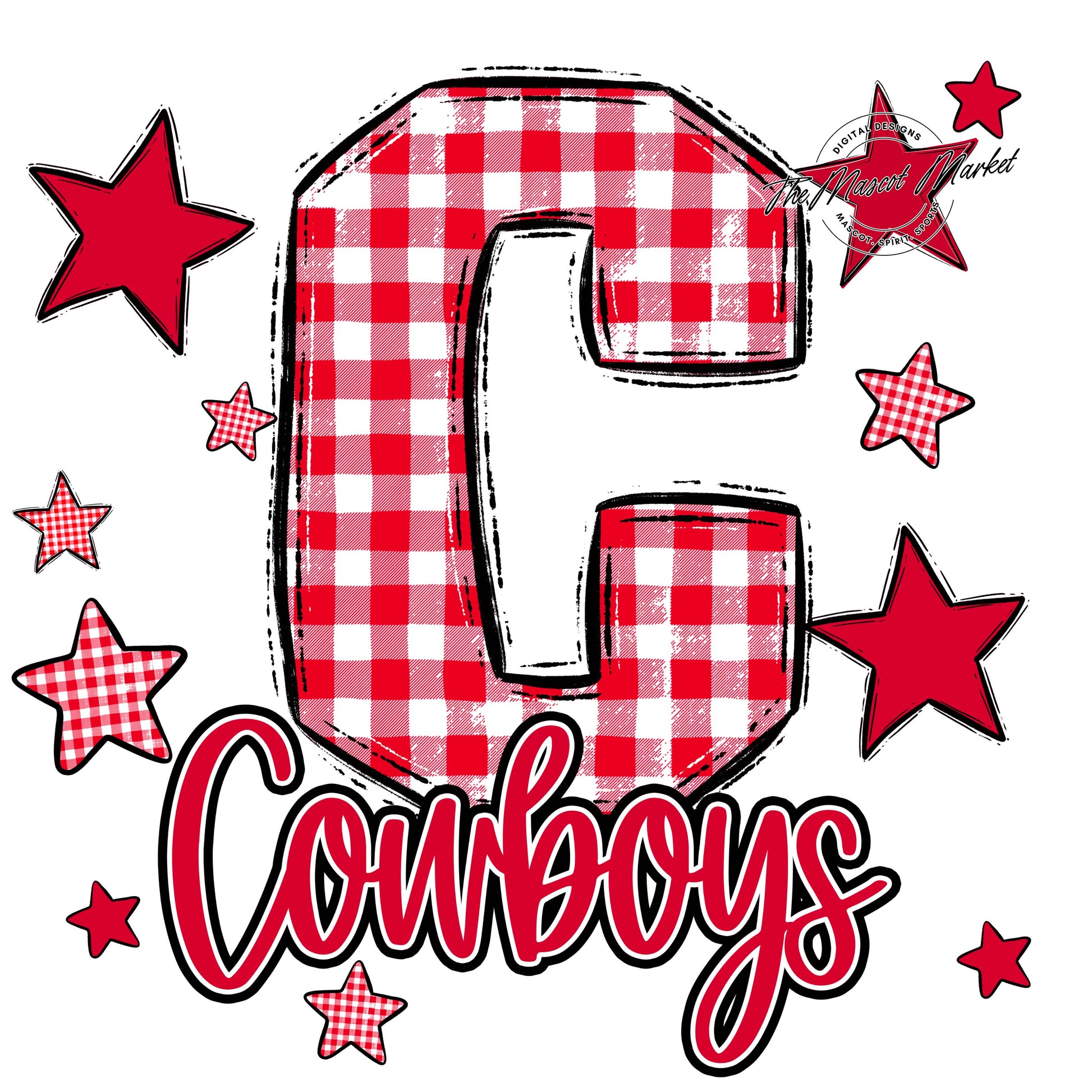 Cowboys Plaid Star Design-Red