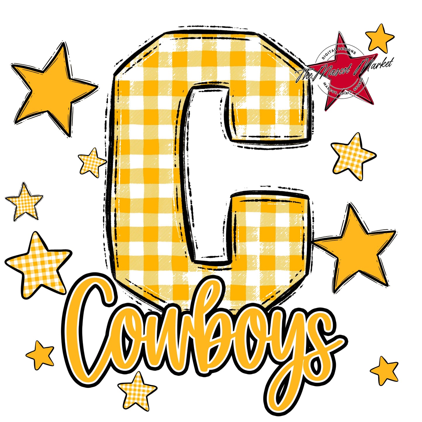 Cowboys Plaid Star Design-Yellow