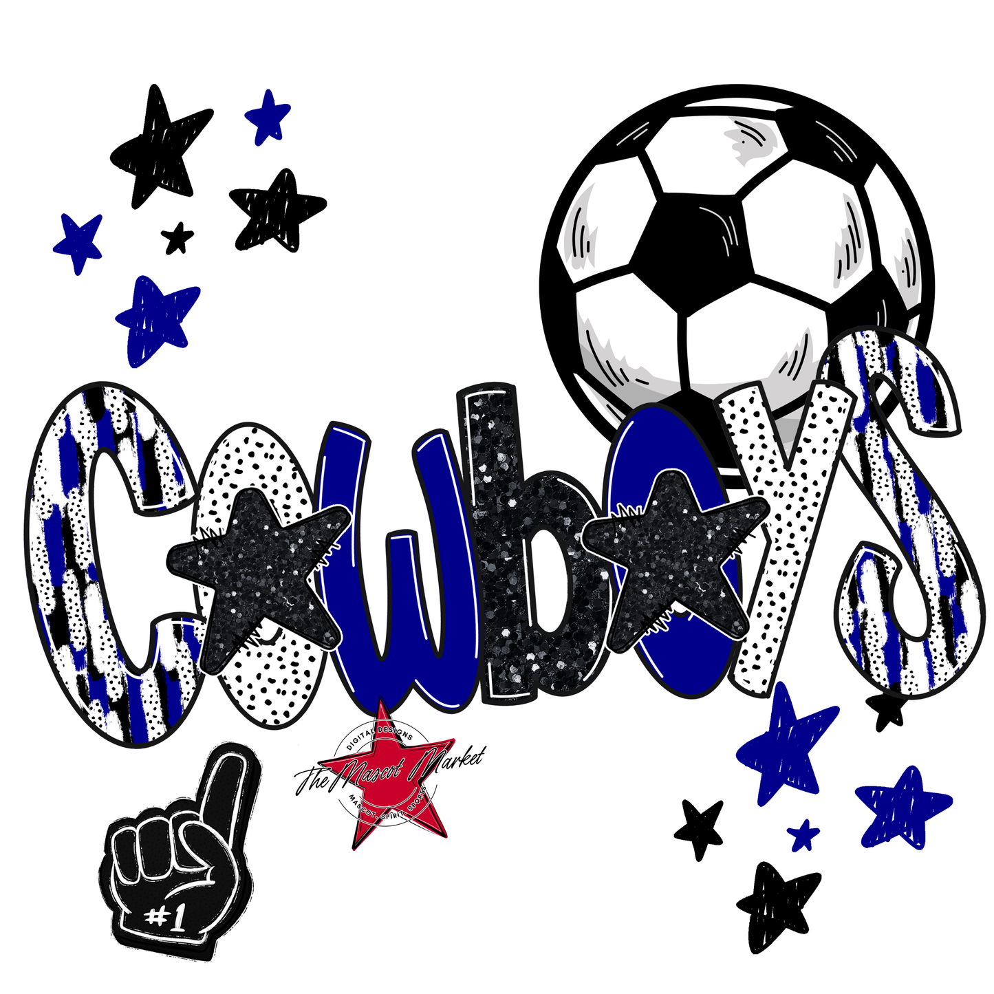 Cowboys Soccer Scrape-Blue