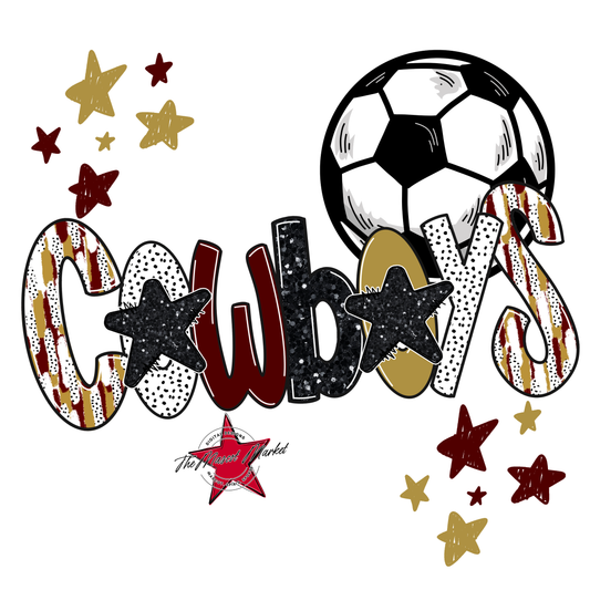 Cowboys Soccer Scrape-Maroon-Gold