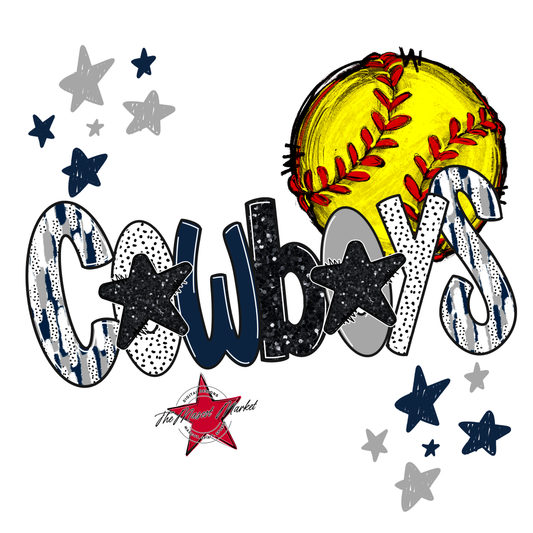 Cowboys Softball Scrape-Navy-Grey