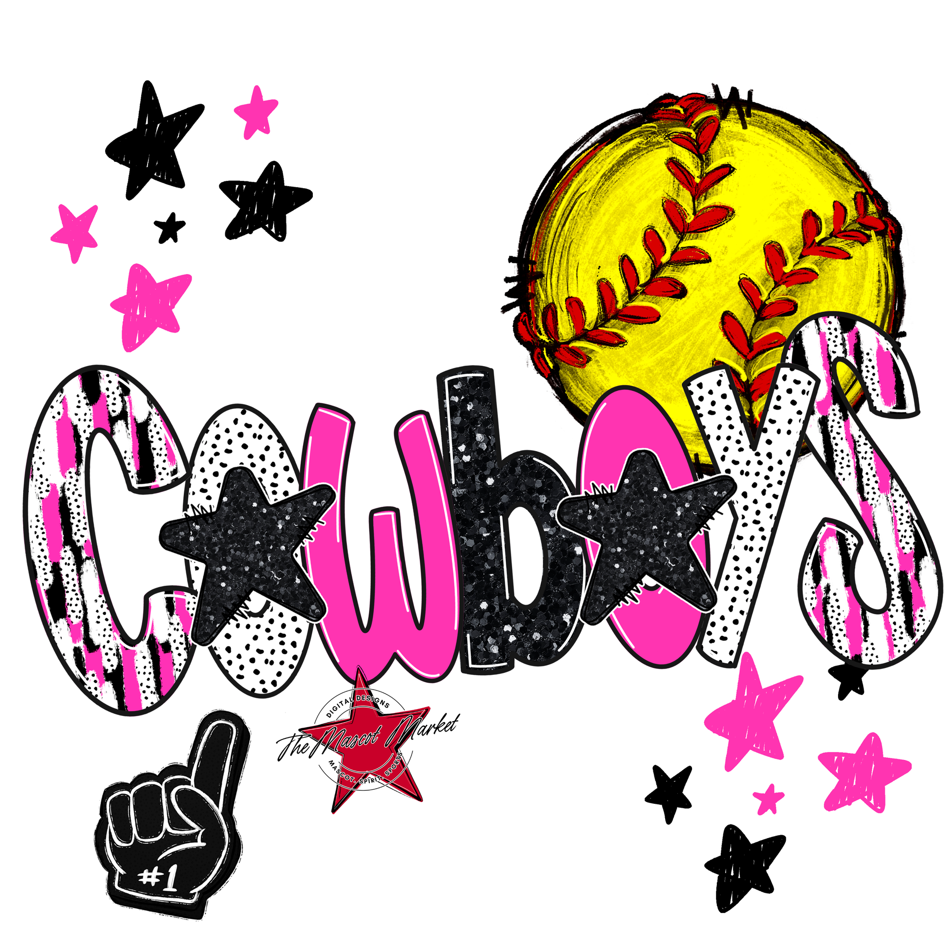 Cowboys Softball Scrape-Pink