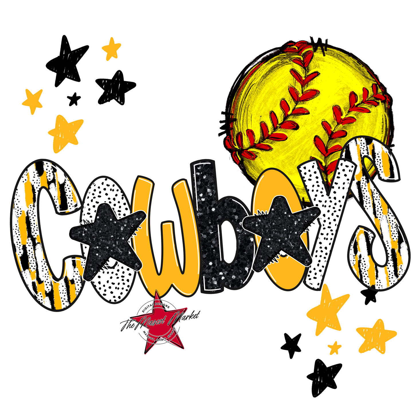 Cowboys Softball Scrape-Yellow