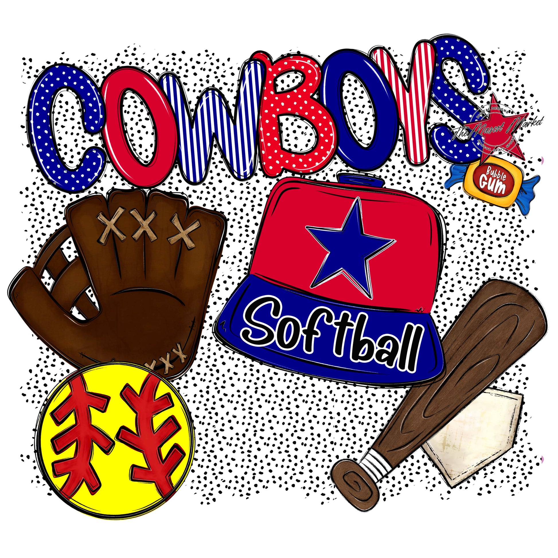 Cowboys Softball Spirit-Blue & Red