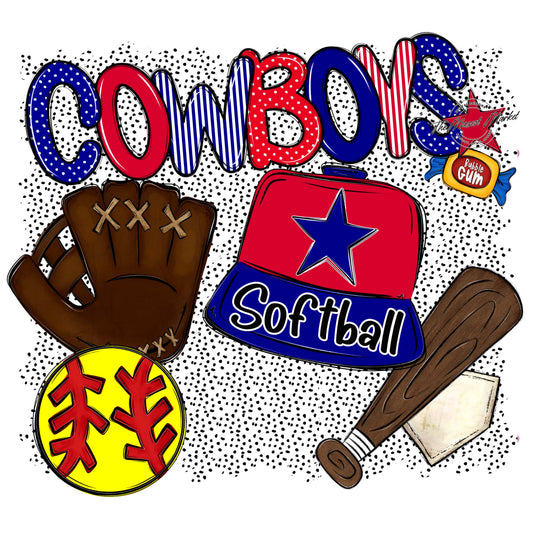 Cowboys Softball Spirit-Blue & Red