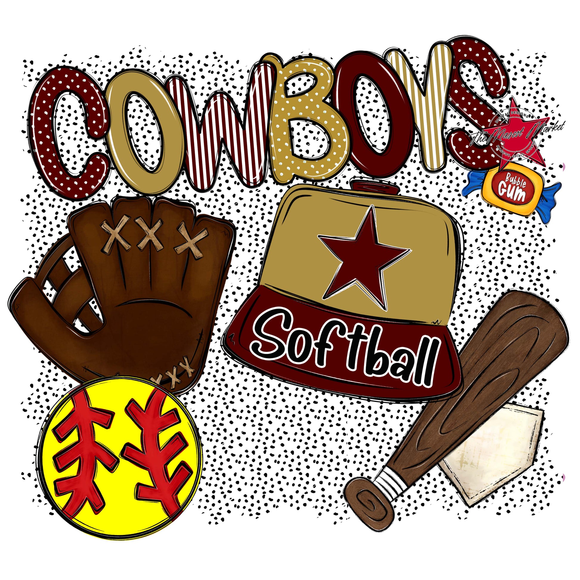 Cowboys Softball Spirit-Maroon & Gold