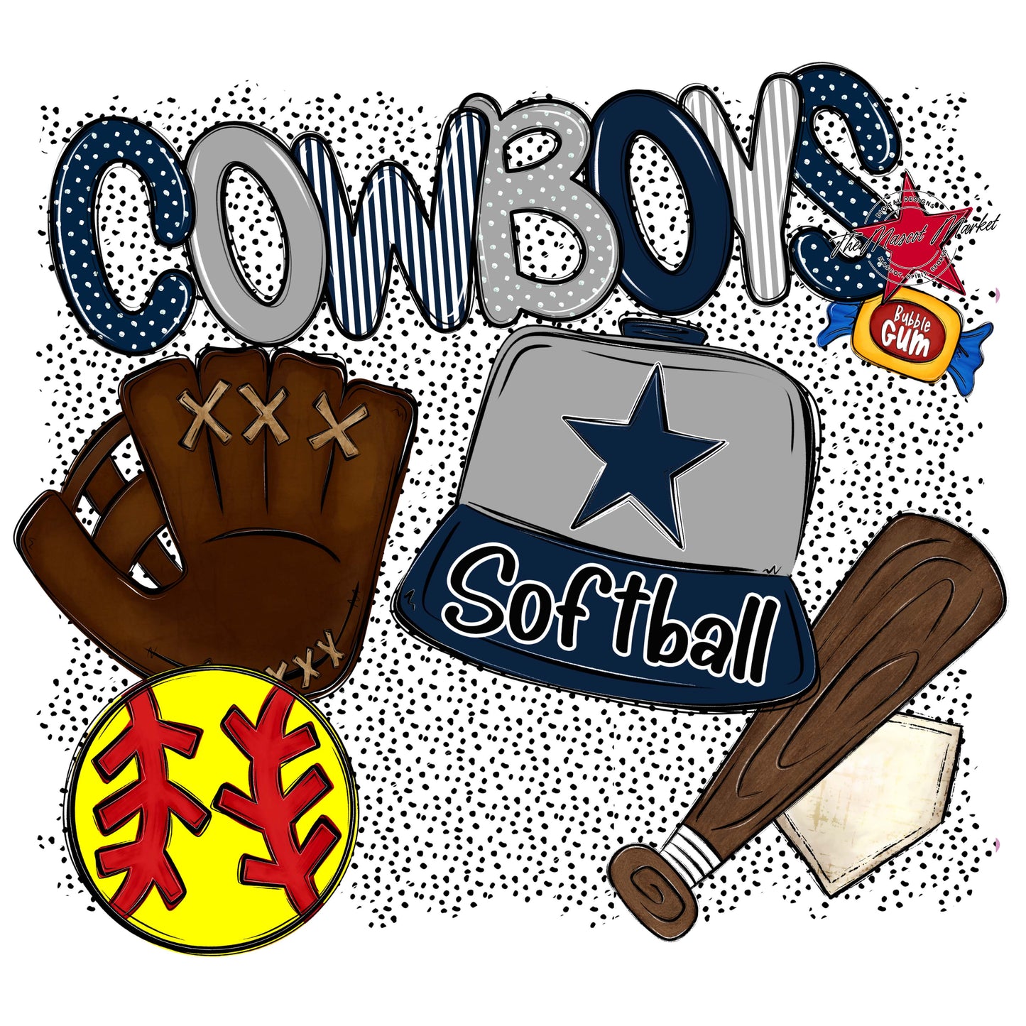 Cowboys Softball Spirit-Navy & Grey
