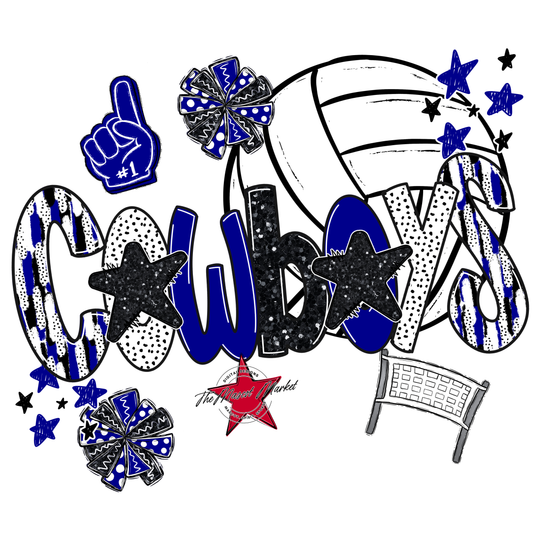 Cowboys Volleyball Scrape-Blue