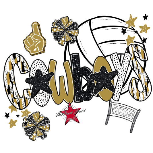 Cowboys Volleyball Scrape-Gold