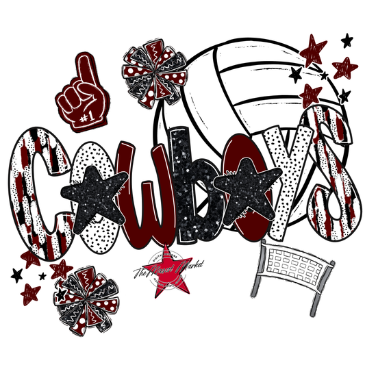 Cowboys Volleyball Scrape-Maroon