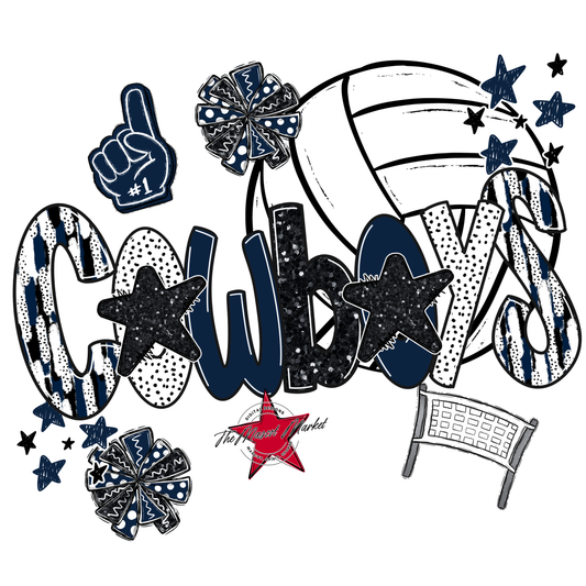 Cowboys Volleyball Scrape-Navy