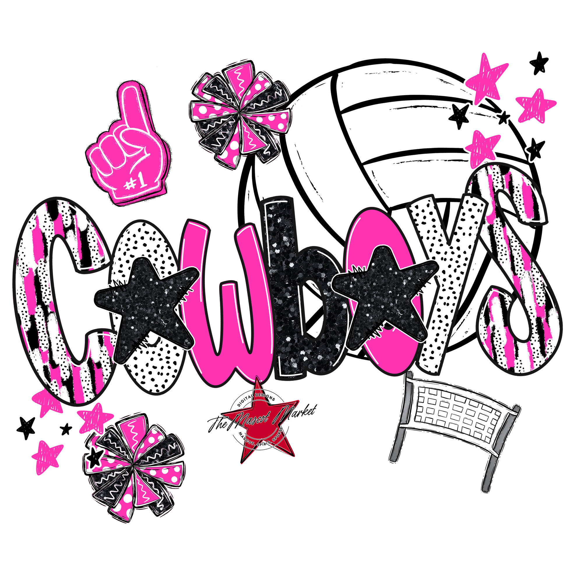 Cowboys Volleyball Scrape-Pink