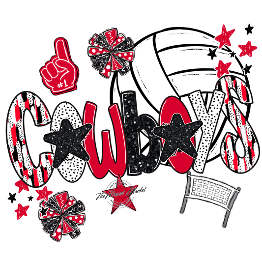 Cowboys Volleyball Scrape-Red
