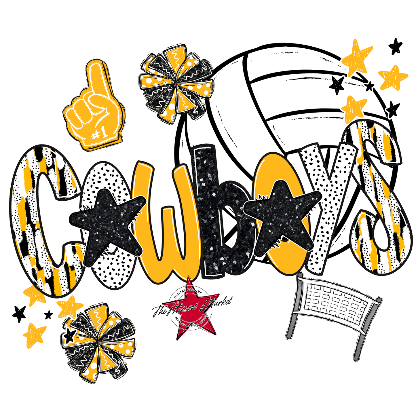 Cowboys Volleyball Scrape-Yellow