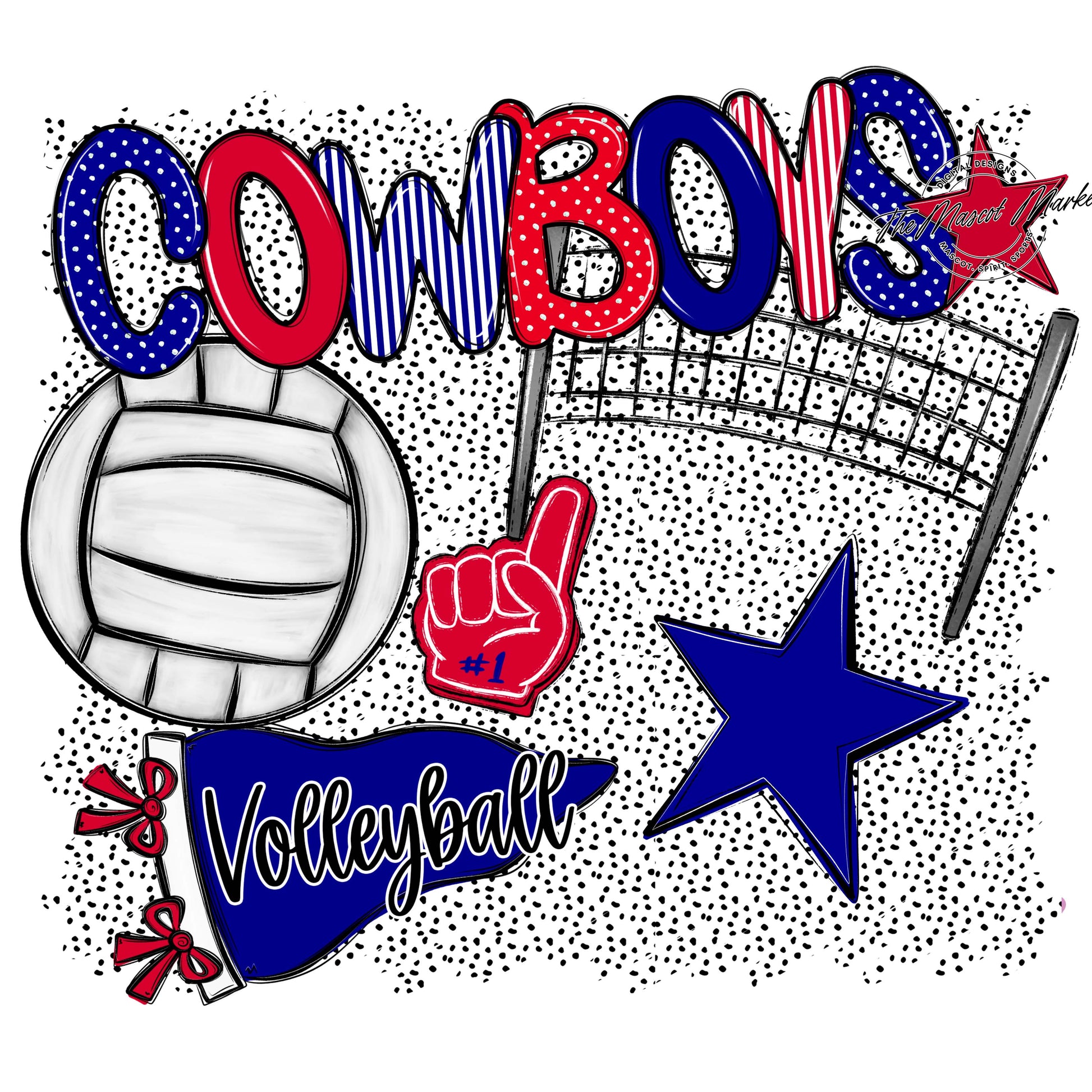 Cowboys Volleyball Spirit-Blue & Red