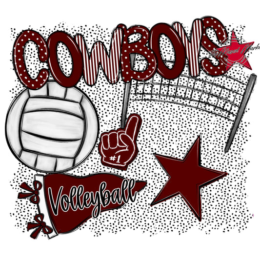 Cowboys Volleyball Spirit-Maroon