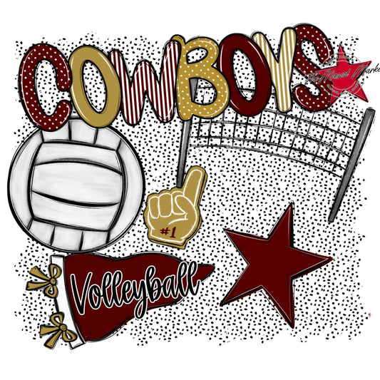 Cowboys Volleyball Spirit-Maroon & Gold