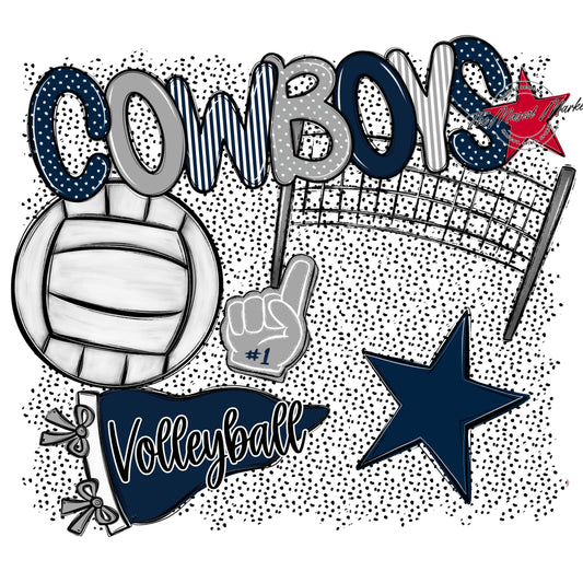 Cowboys Volleyball Spirit-Navy & Grey
