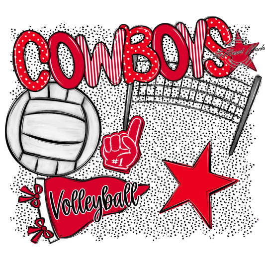 Cowboys Volleyball Spirit-Red