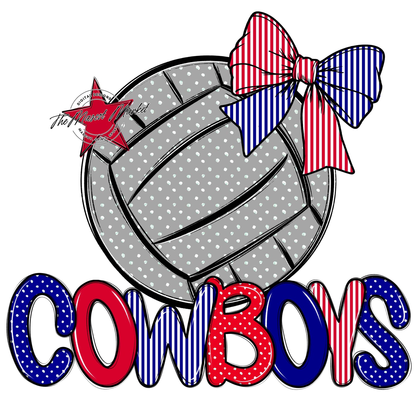 Cowboys Volleyball Spirit Design-Blue & Red