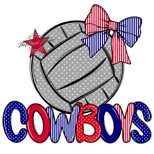 Cowboys Volleyball Spirit Design-Blue & Red