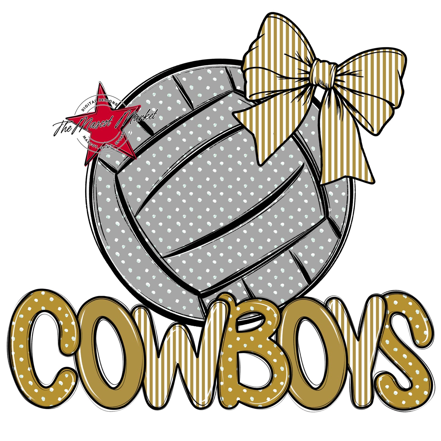 Cowboys Volleyball Spirit Design-Gold