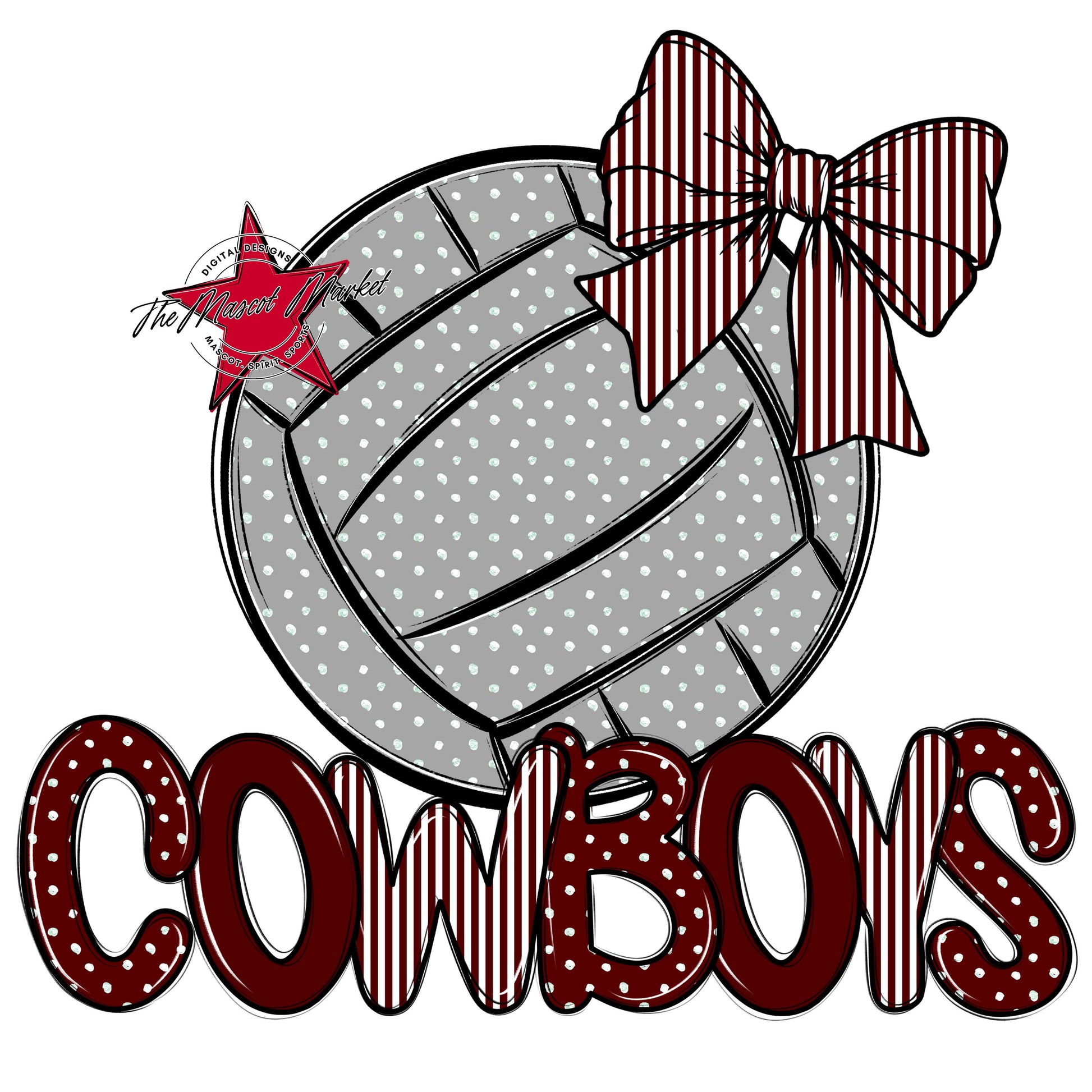 Cowboys Volleyball Spirit Design-Maroon
