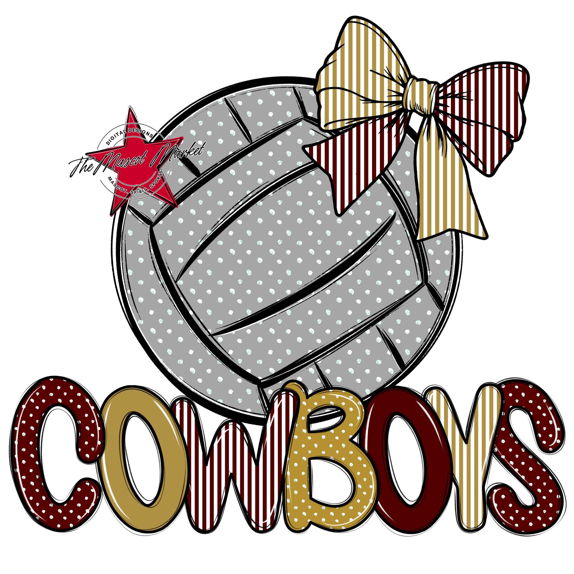 Cowboys Volleyball Spirit Design-Maroon & Gold