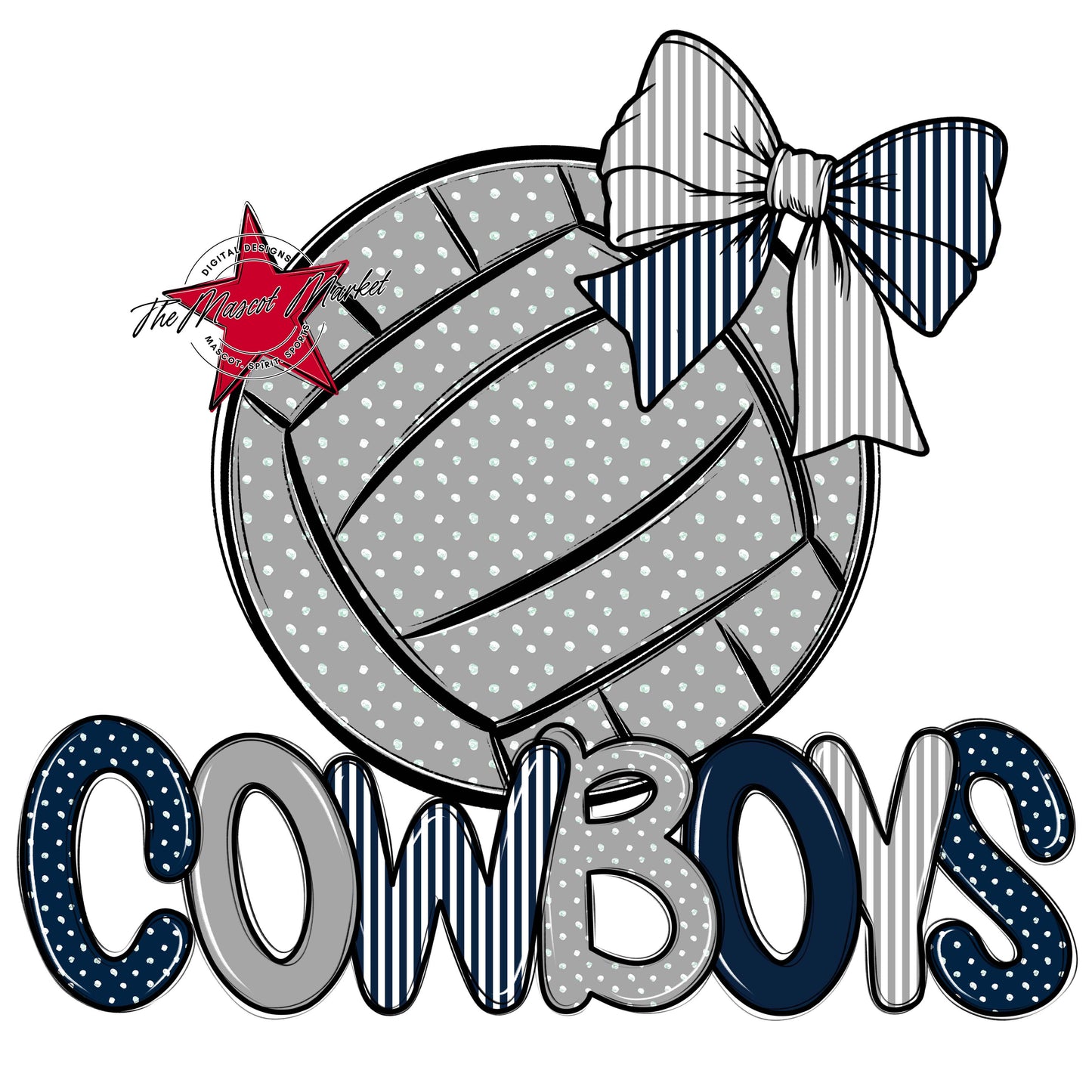 Cowboys Volleyball Spirit Design-Navy & Grey