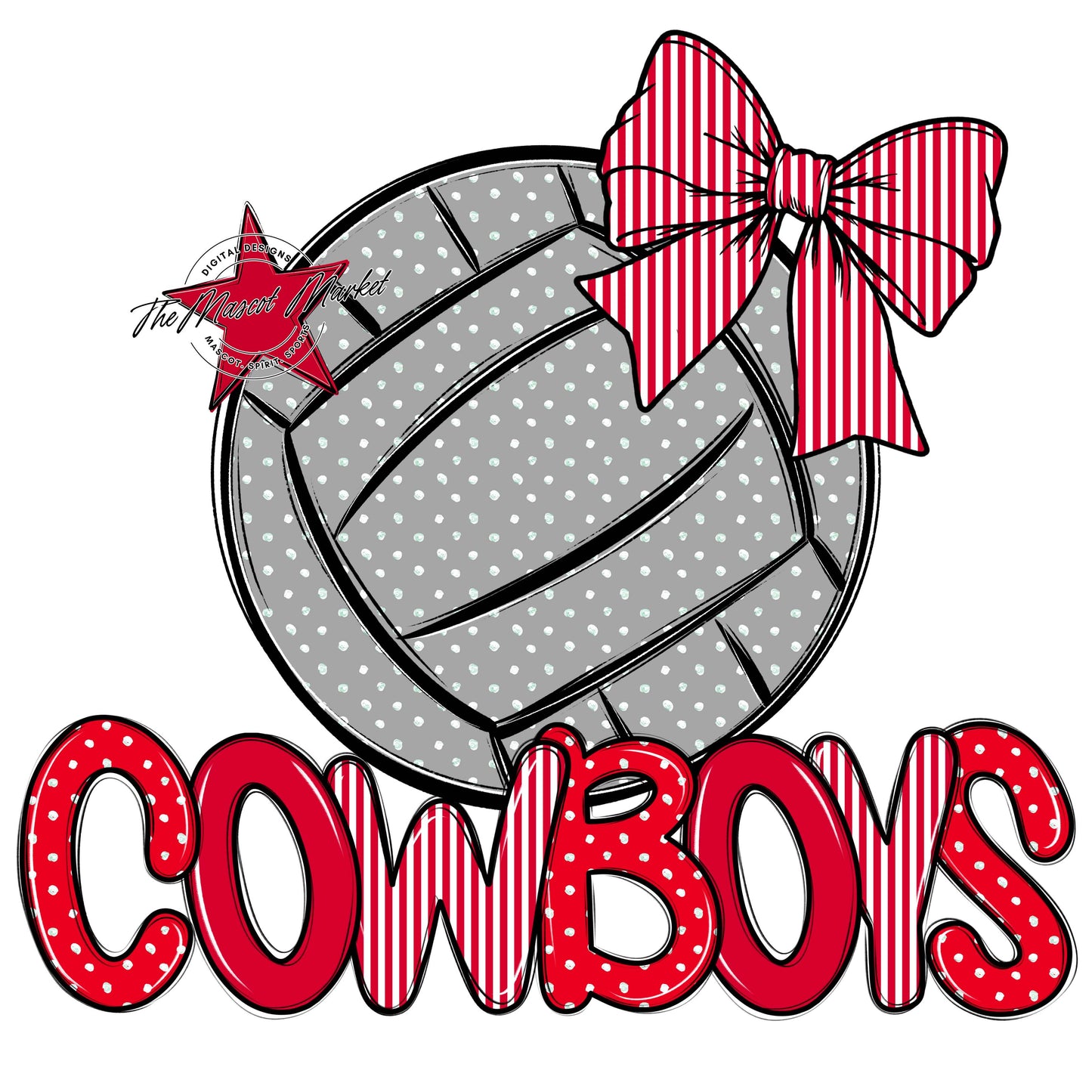 Cowboys Volleyball Spirit Design-Red