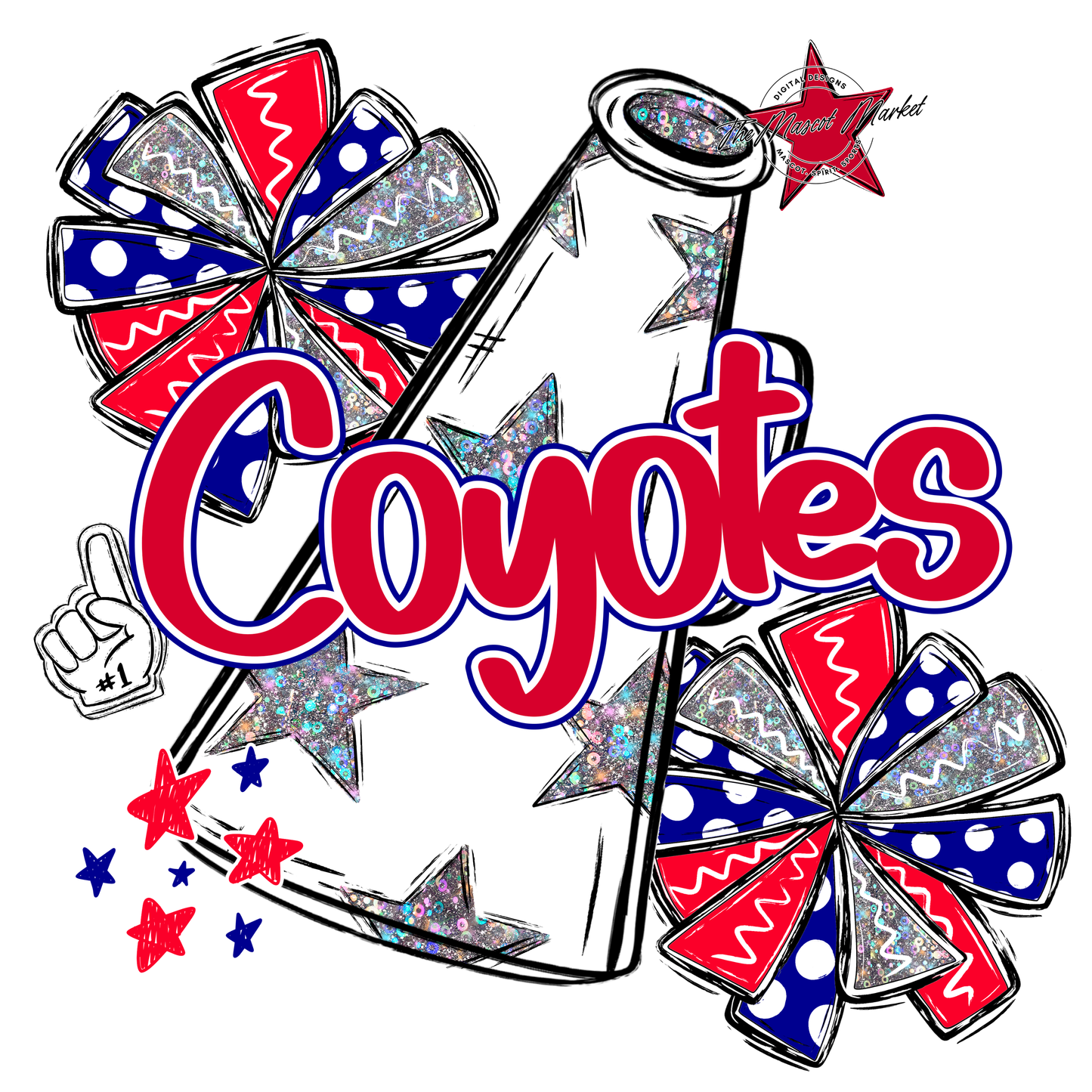 Coyotes Alpha Megaphone Design-Blue-Red