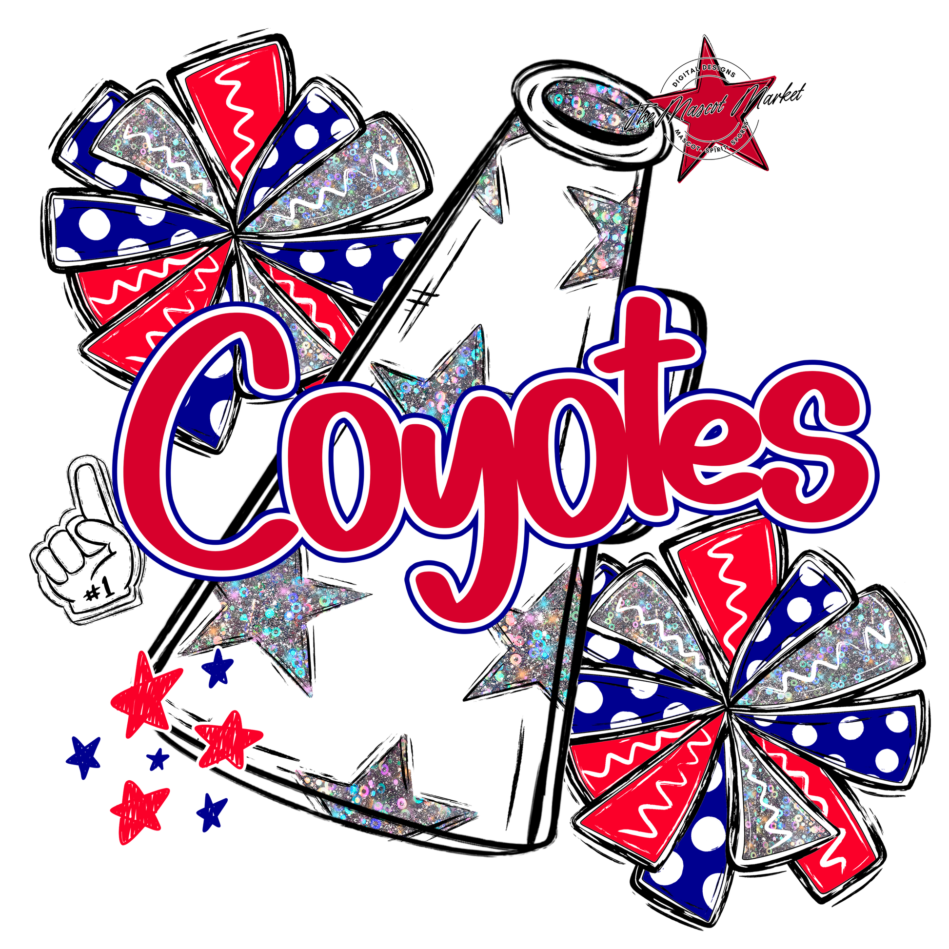 Coyotes Alpha Megaphone Design-Blue-Red