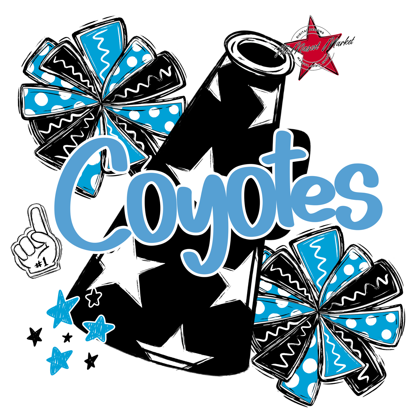Coyotes Alpha Megaphone Design-Carolina Blue