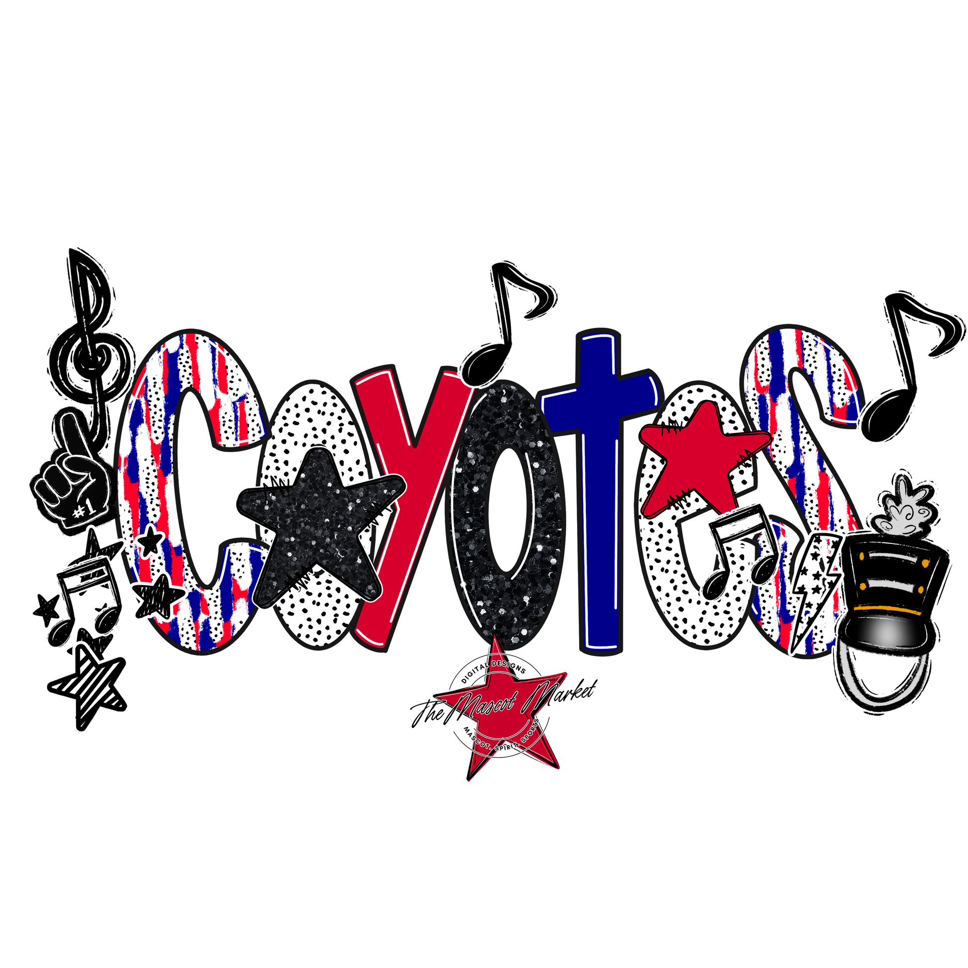 Coyotes Band Scrape-Blue-Red