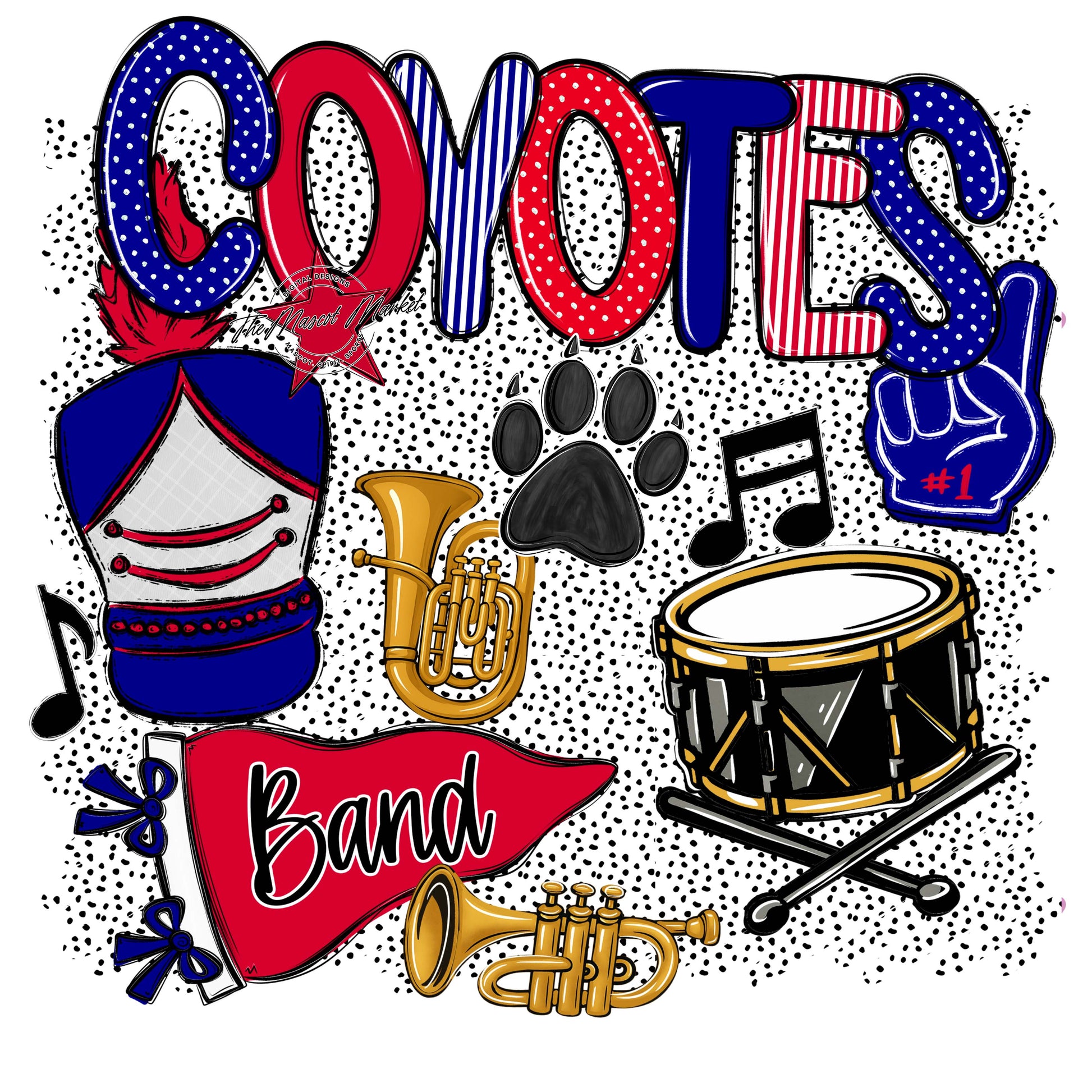 Coyotes Band Spirit-Blue & Red
