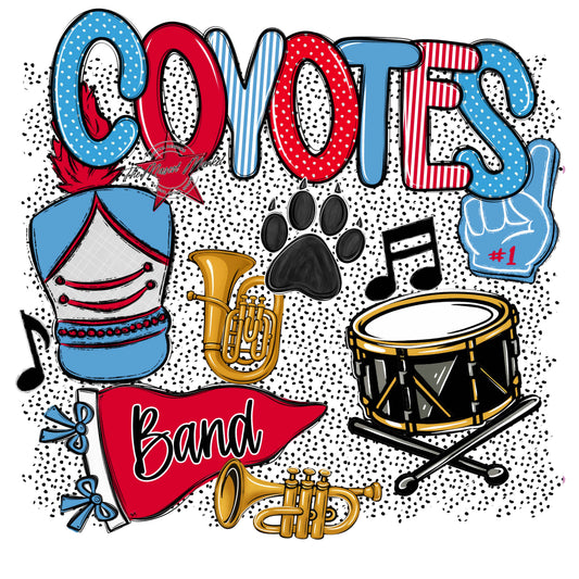 Coyotes Band Spirit-Carolina Blue & Red