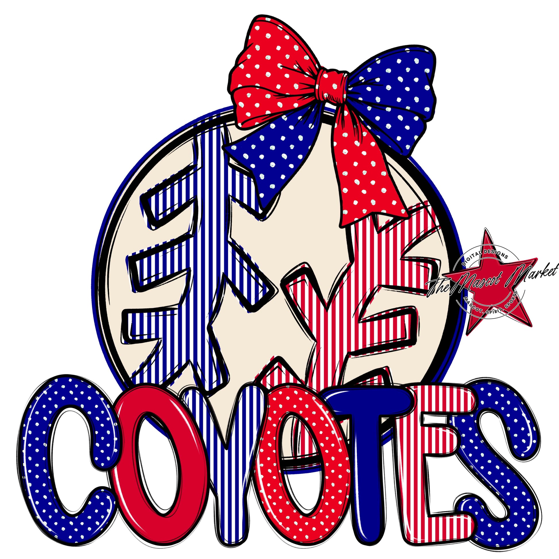 Coyotes Baseball-Softball Spirit Design-Blue & Red