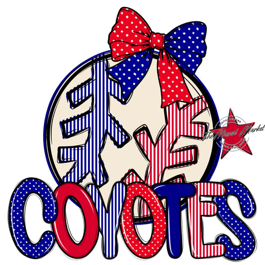 Coyotes Baseball-Softball Spirit Design-Blue & Red