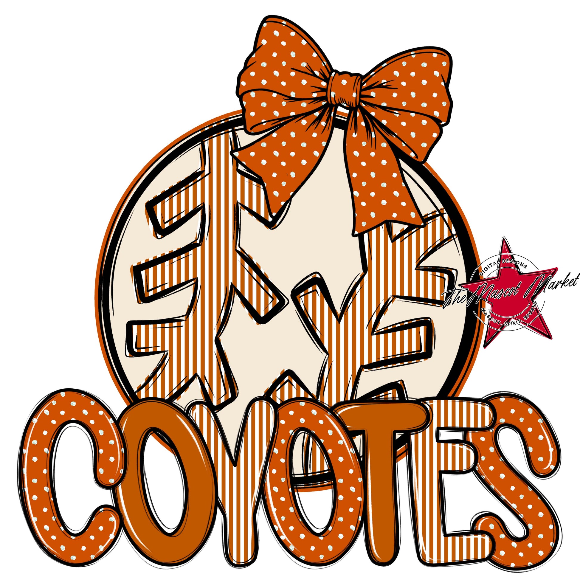Coyotes Baseball-Softball Spirit Design-Burnt Orange