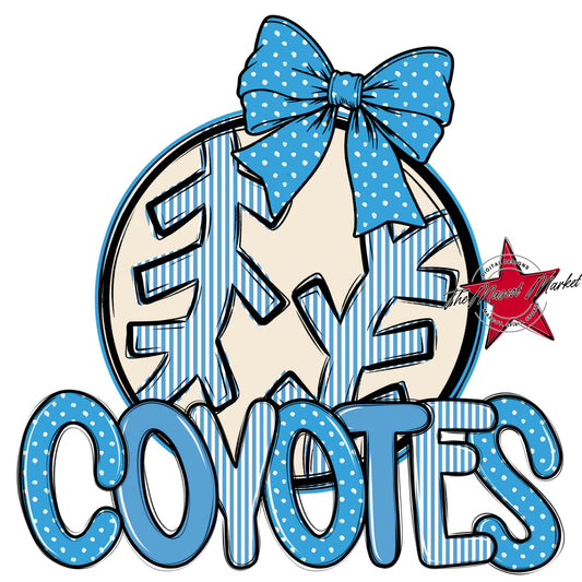 Coyotes Baseball-Softball Spirit Design-Carolina Blue